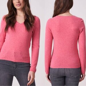 Ann Taylor Vibrant Pink V-Neck 100% cashmere Sweater